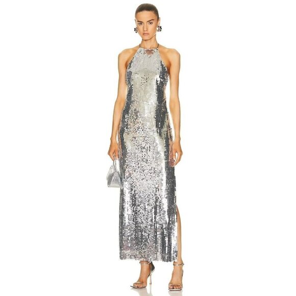 Simon Miller Womens Zazzle Maxi Dress in Satellite Silver 2 New Long Column - Picture 1 of 16